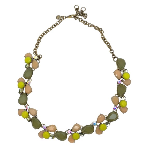 J.Crew Jewel and Rhinestone Necklace Peach, Citrine Green, Yellow - Picture 1 of 3